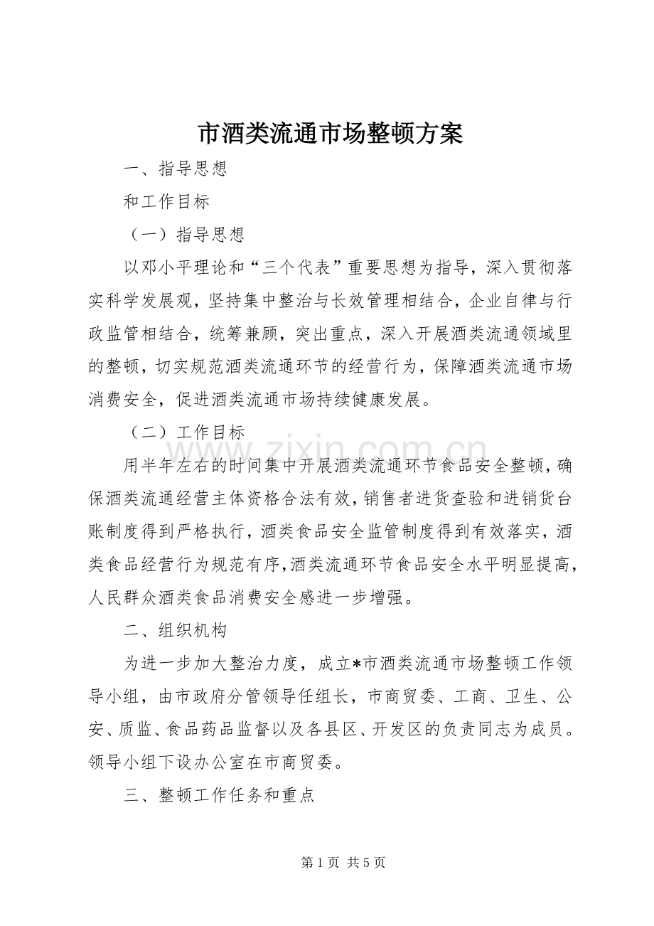 市酒类流通市场整顿实施方案.docx_第1页
