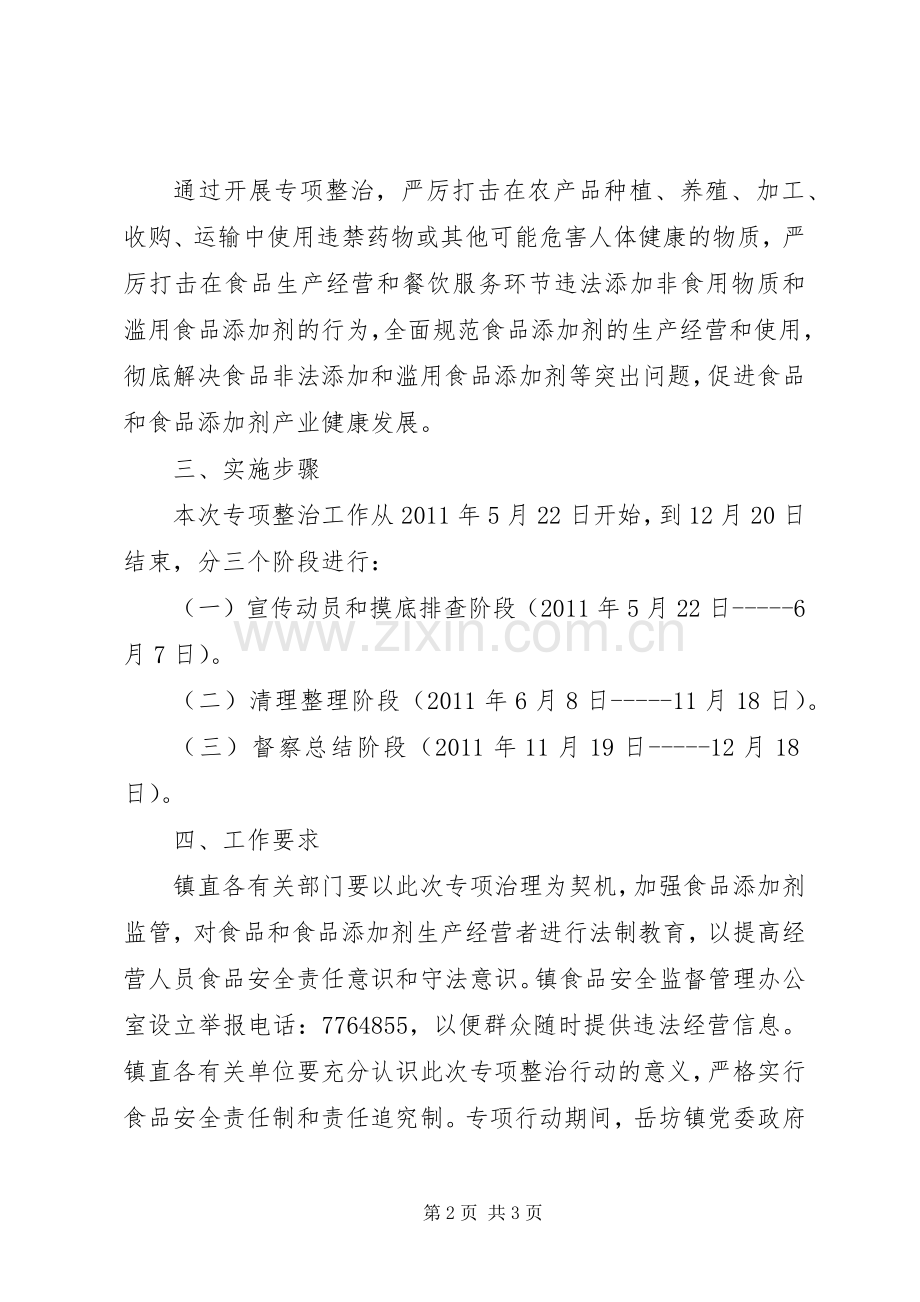 XX省严厉打击农产品非法添加和滥用食品添加剂专项整治工作实施方案范文合集 .docx_第2页