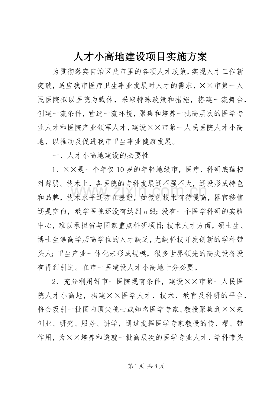 人才小高地建设项目方案 .docx_第1页