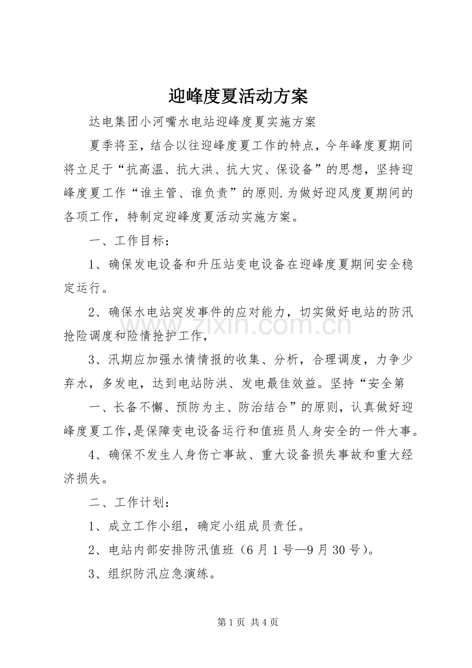 迎峰度夏活动实施方案.docx_第1页
