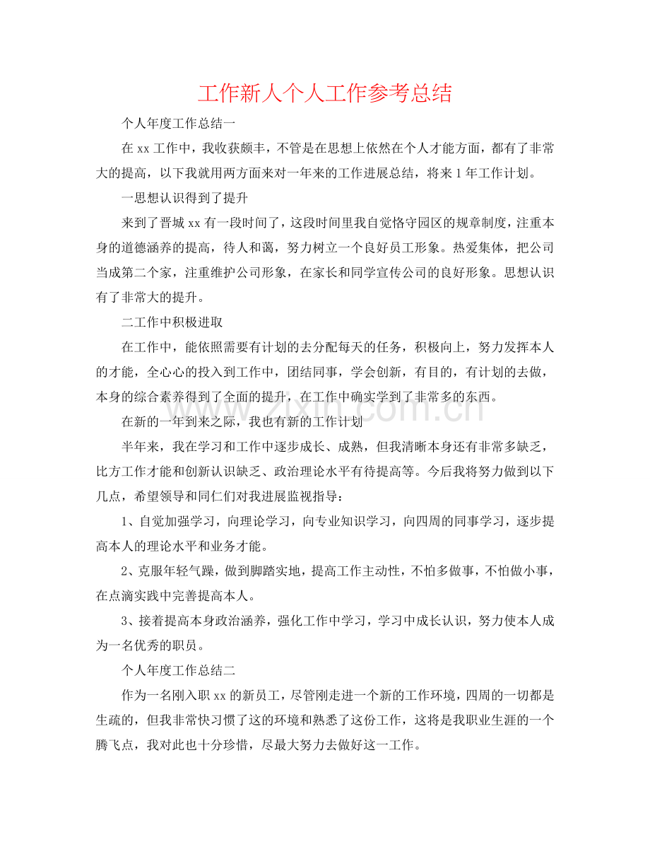 工作新人个人工作参考总结.doc_第1页