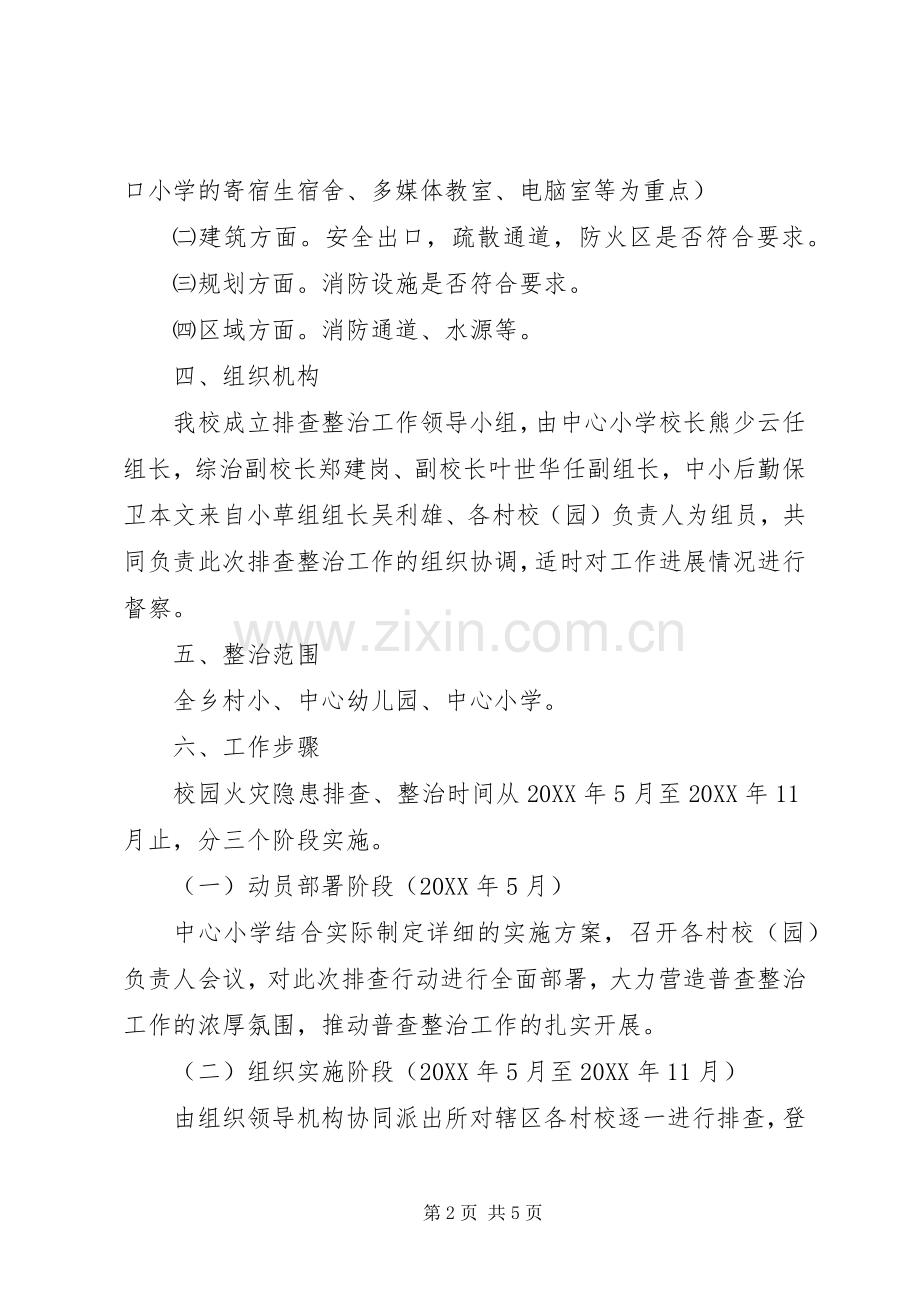 学校园火灾隐患排查整治专项行动方案 .docx_第2页
