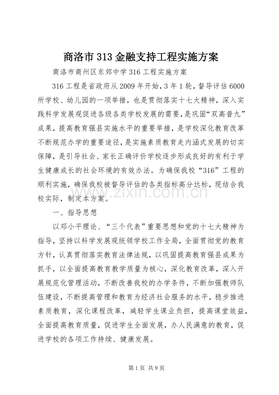 商洛市313金融支持工程方案 (2).docx_第1页
