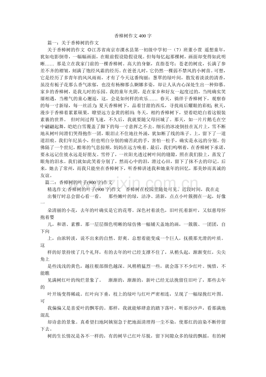 香樟树作文400字.doc_第1页
