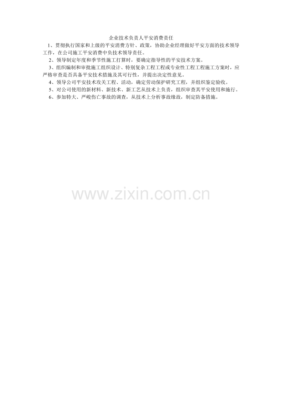 企业技术负责人安全生产责任.doc_第1页
