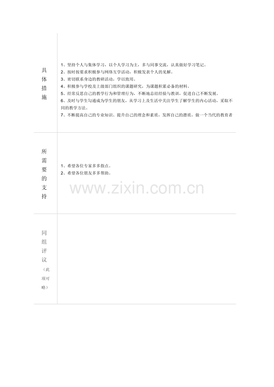 教师个人发展年度计划参考表单.doc_第2页