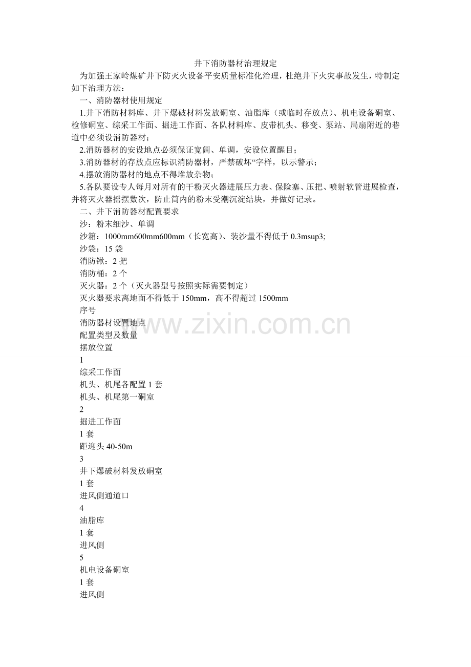 井下消防器材管理规定.doc_第1页