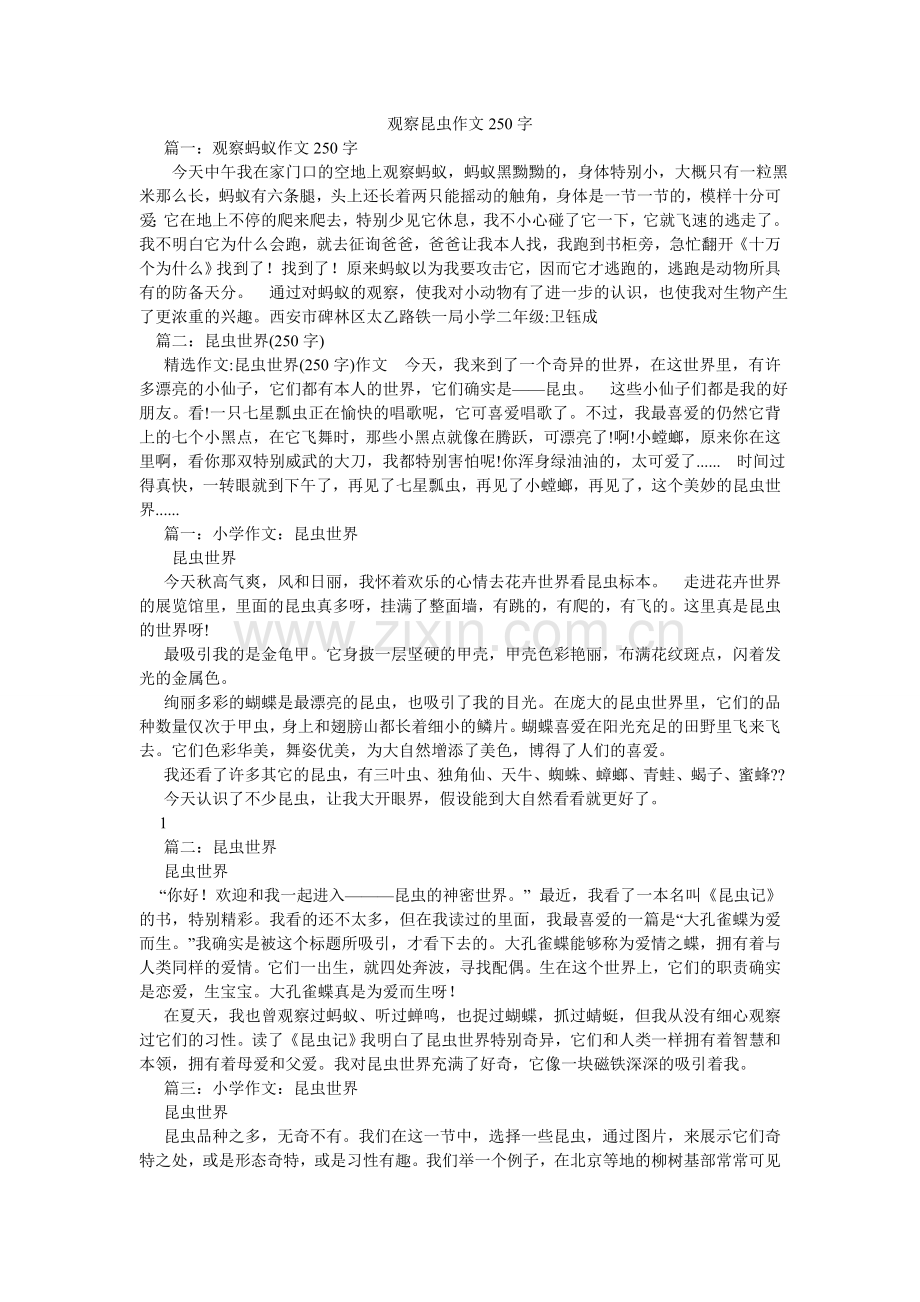 观察昆虫作文250字.doc_第1页