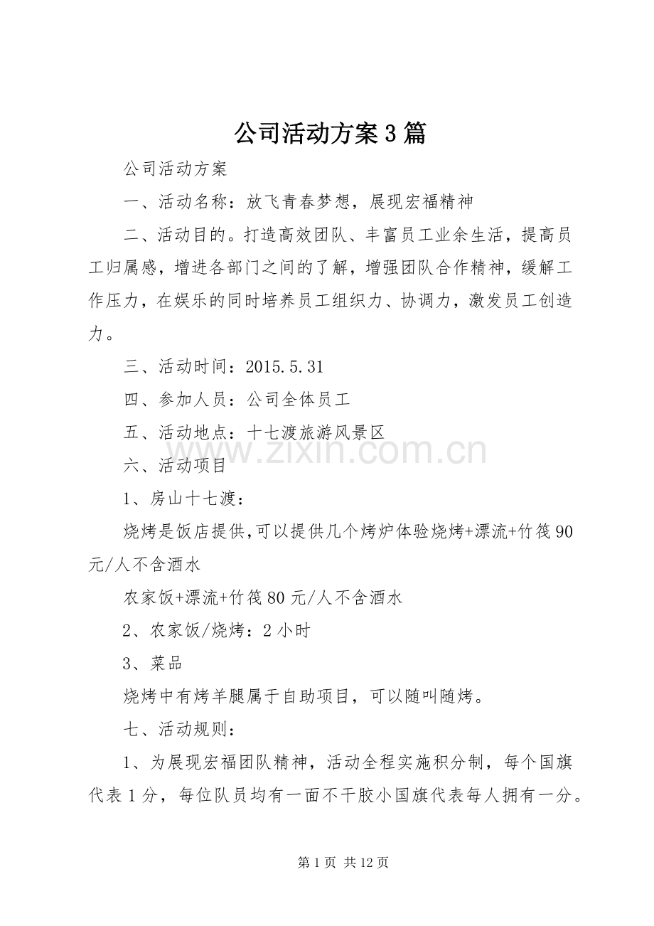公司活动实施方案3篇.docx_第1页