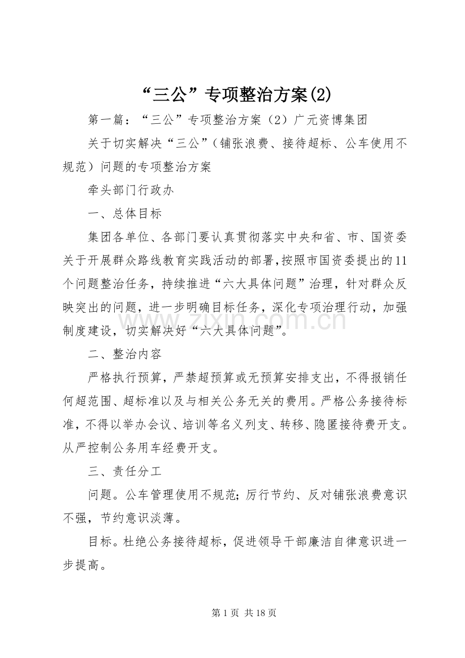“三公”专项整治实施方案.docx_第1页