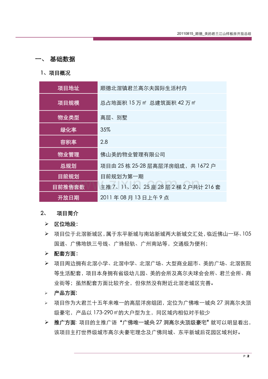 南中国唯一高尔夫物业样板房开放总结：北滘——美的君兰江山样板房开放总结.doc_第2页