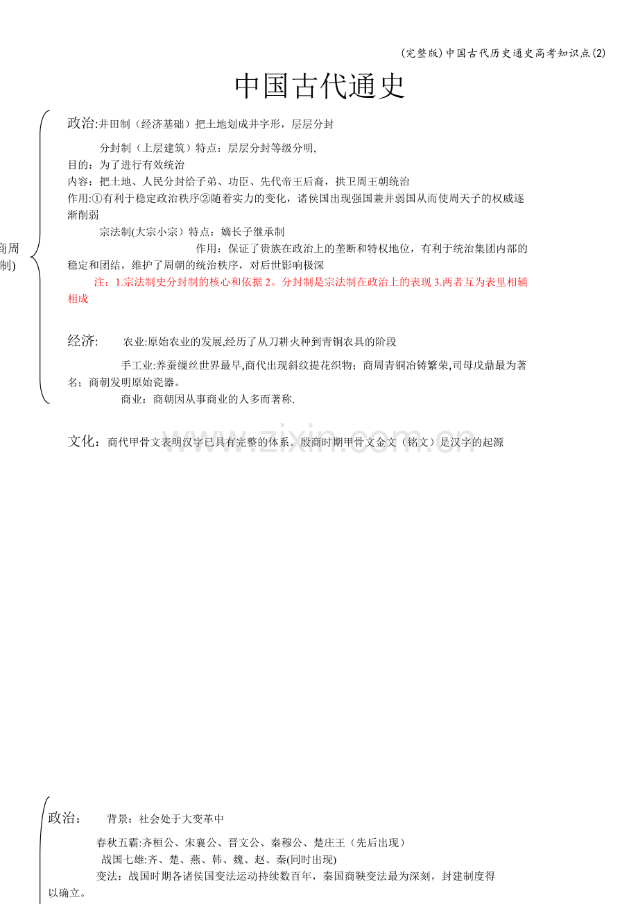 中国古代历史通史高考知识点.doc_第1页