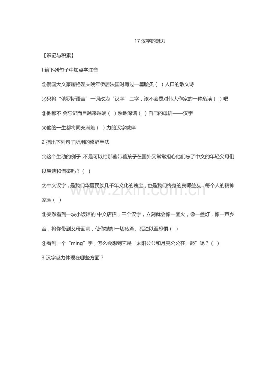 汉字的魅力同步练习.doc_第1页