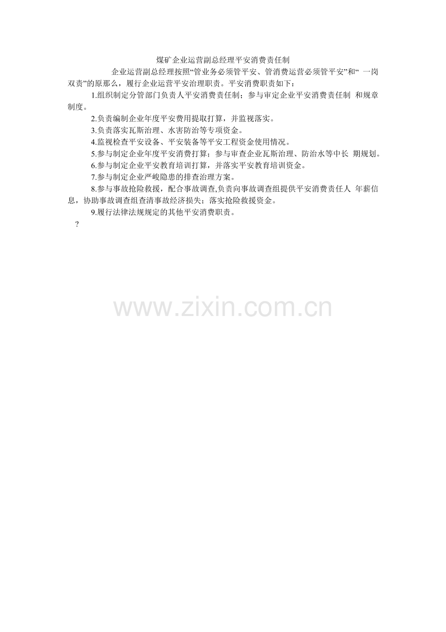 煤矿企业经营副总经理安全生产责任制.doc_第1页