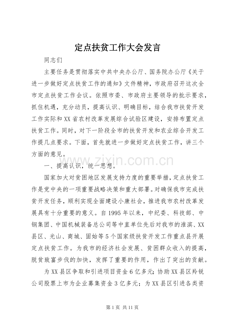 定点扶贫工作大会发言稿.docx_第1页