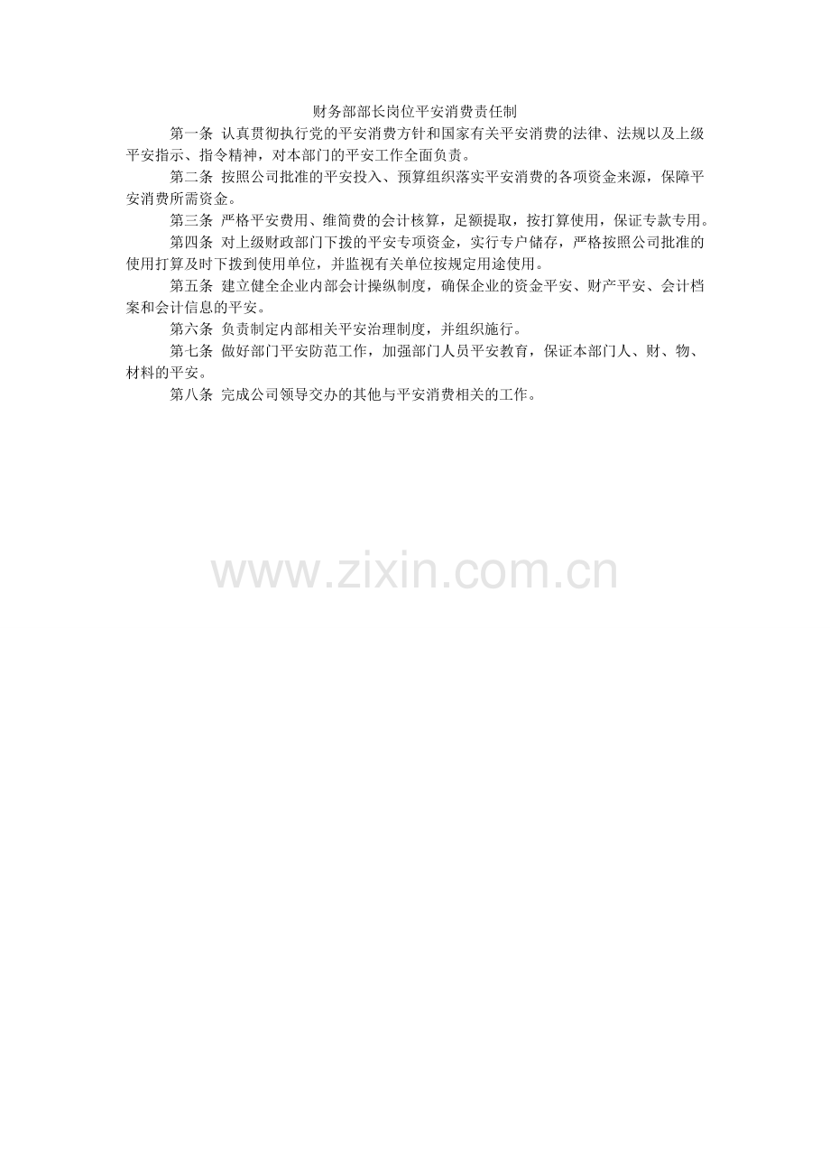 财务部部长岗位安全生产责任制.doc_第1页