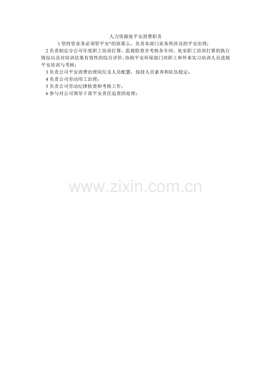 人力资源处安全生产职责.doc_第1页