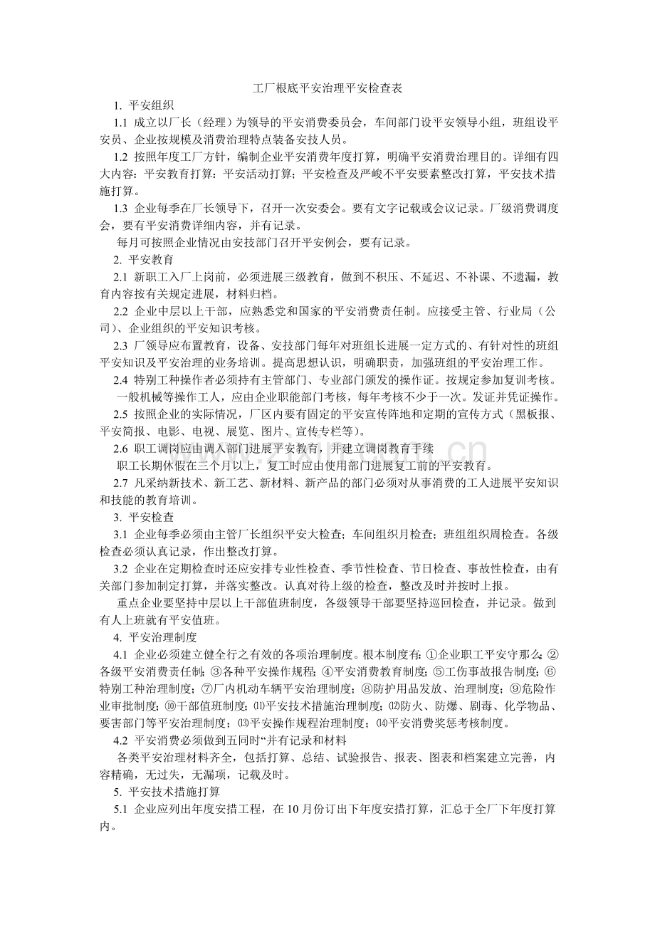 工厂基础安全管理安全检查表.doc_第1页