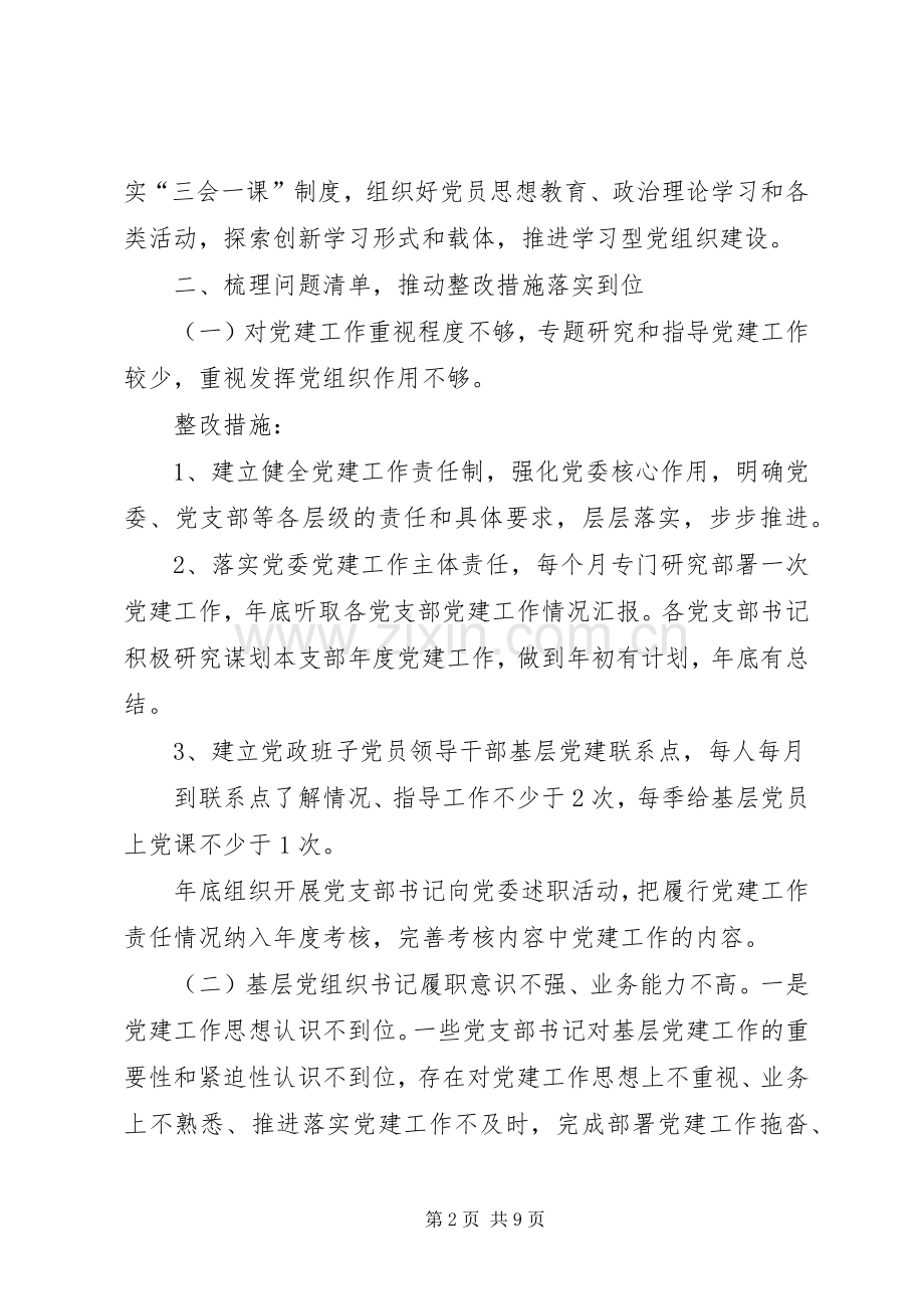 乡镇落实基层党建工作巡察反馈问题整改实施方案 .docx_第2页