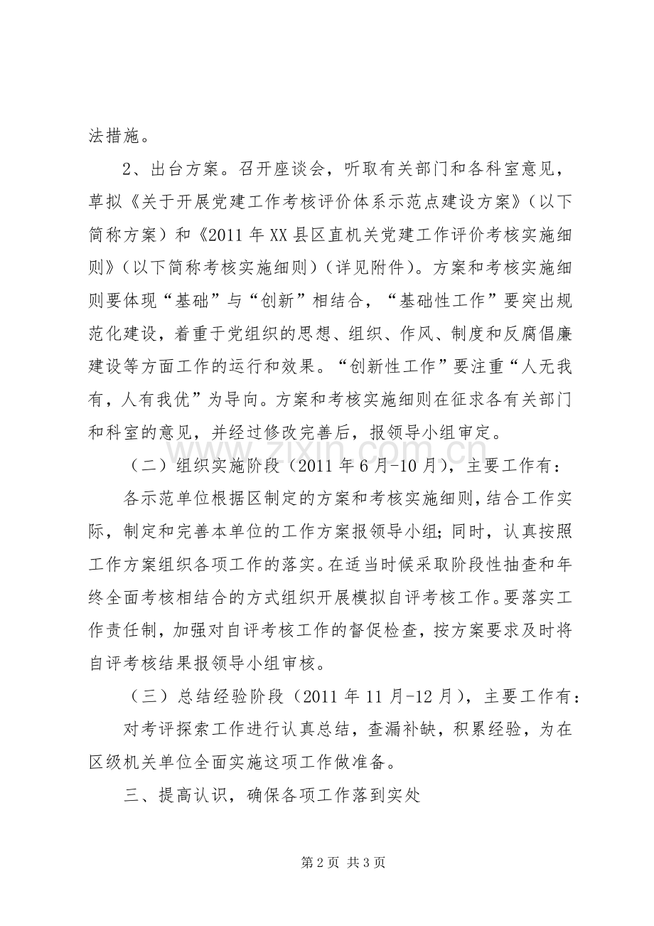 机关党建工作考核评价体系示范点建设实施方案 .docx_第2页