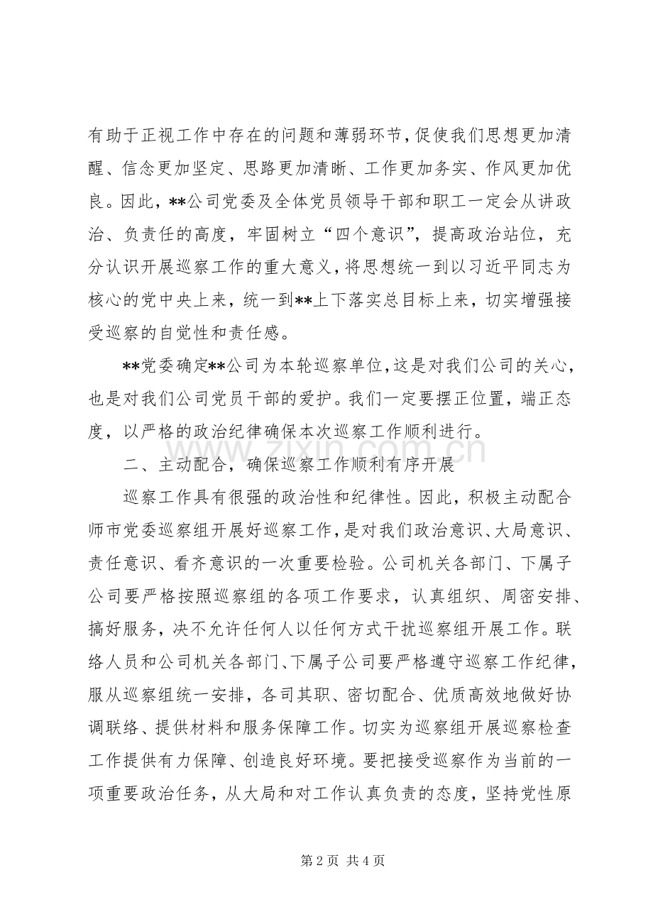 在巡察公司党委动员大会上的表态发言稿.docx_第2页