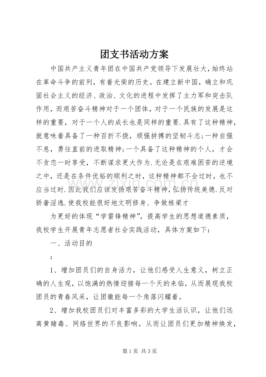 团支书活动实施方案 .docx_第1页
