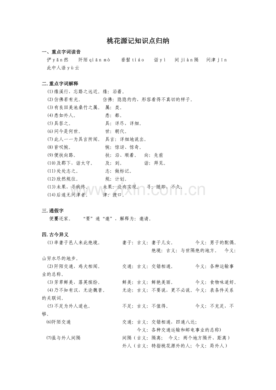 桃花源记知识点归纳.doc_第1页