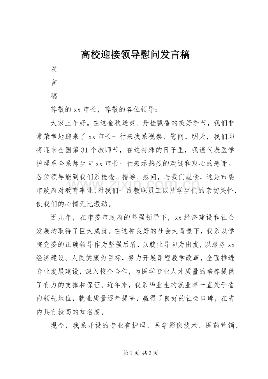 高校迎接领导慰问发言.docx_第1页