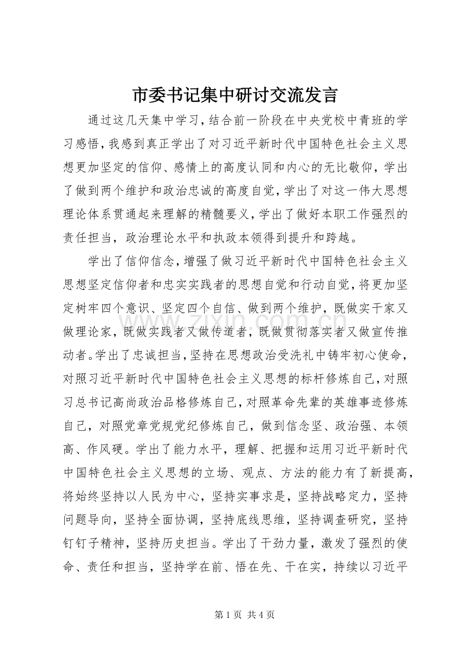 市委书记集中研讨交流发言稿.docx_第1页