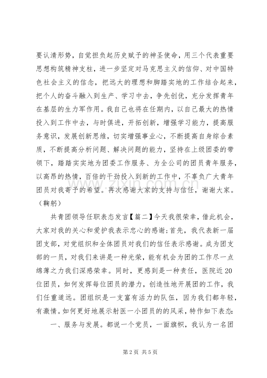 共青团领导任职表态发言稿.docx_第2页