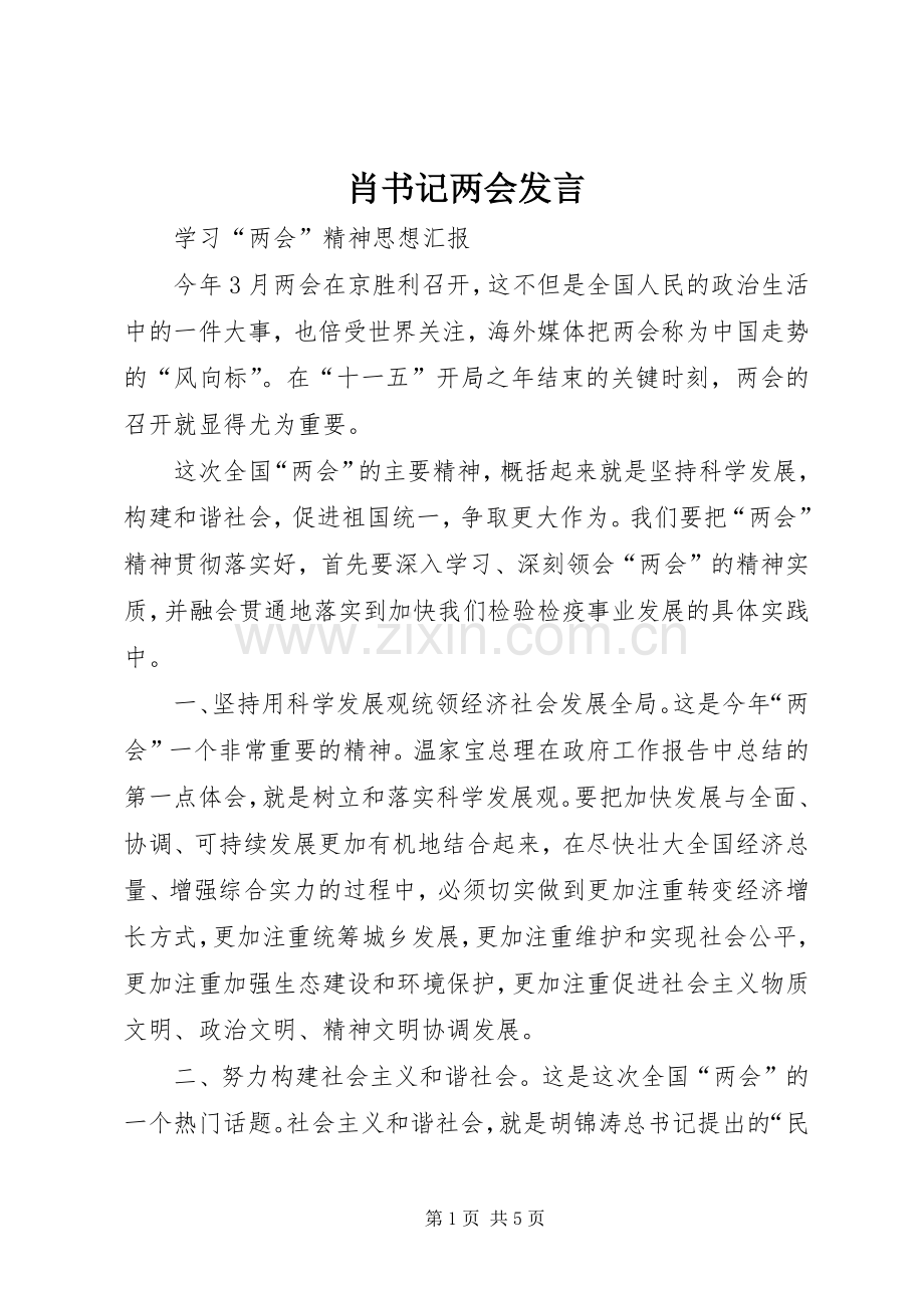 肖书记两会发言稿.docx_第1页