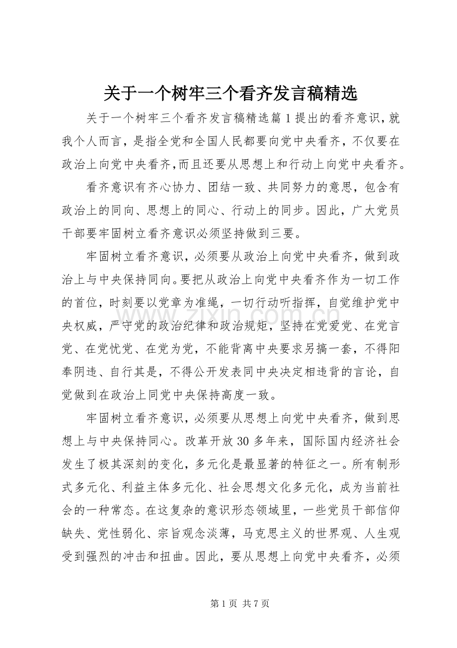 关于一个树牢三个看齐发言.docx_第1页