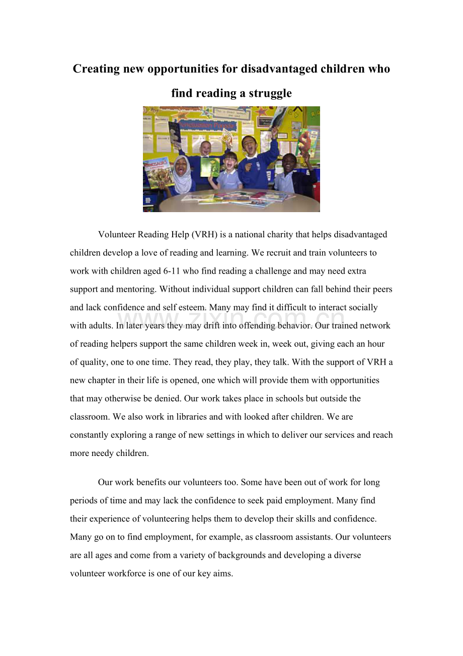 Creatingnewopportunitiesfordisadvantagedchildrenwhofindreadingastruggle.doc_第1页
