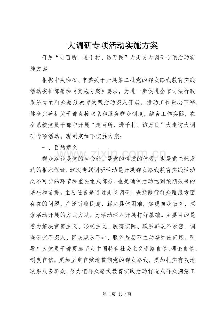 大调研专项活动方案 .docx_第1页