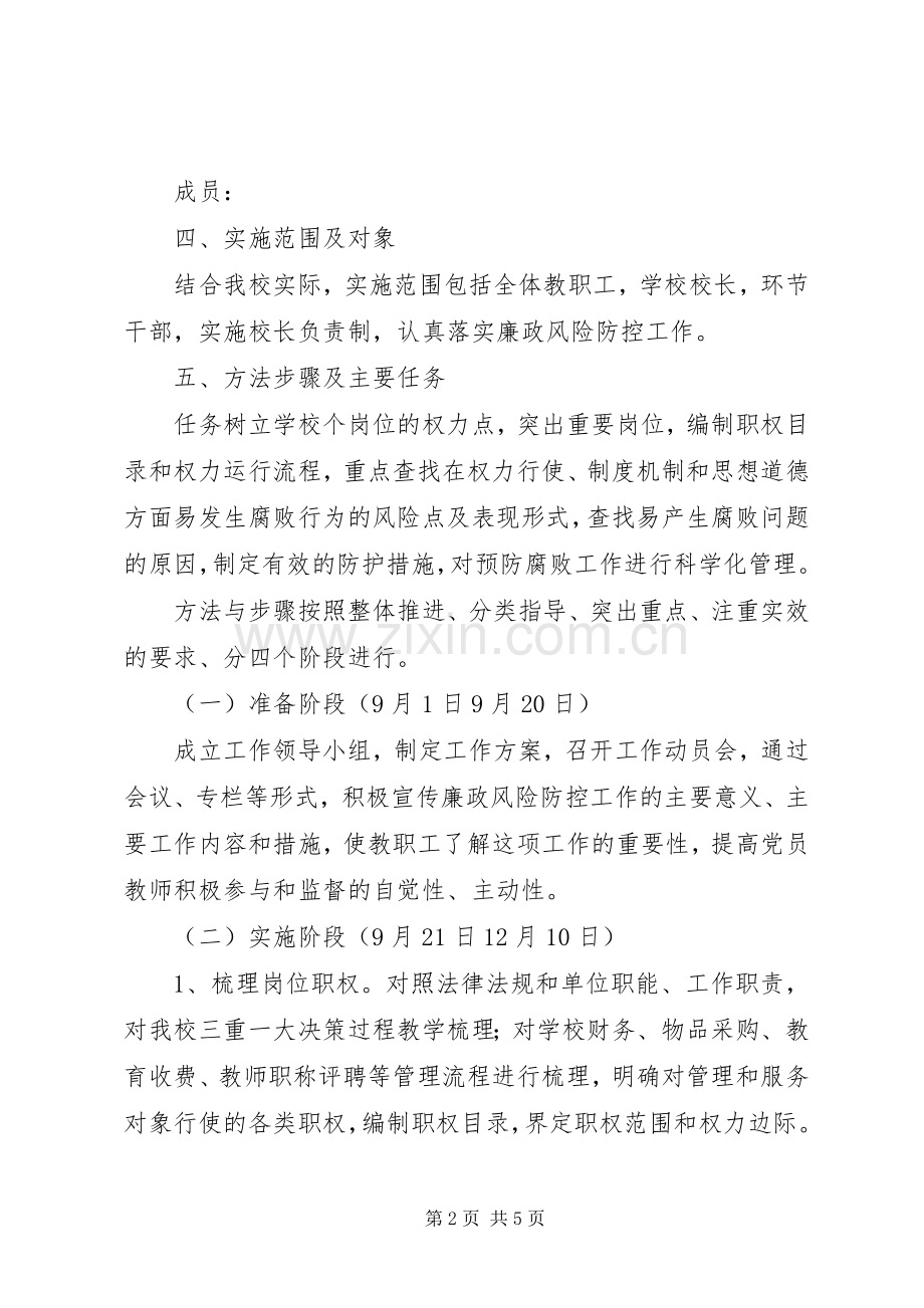 小学廉政风险防控方案 .docx_第2页