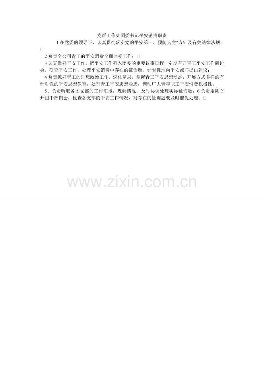 党群工作处团委书记安全生产职责.doc_第1页