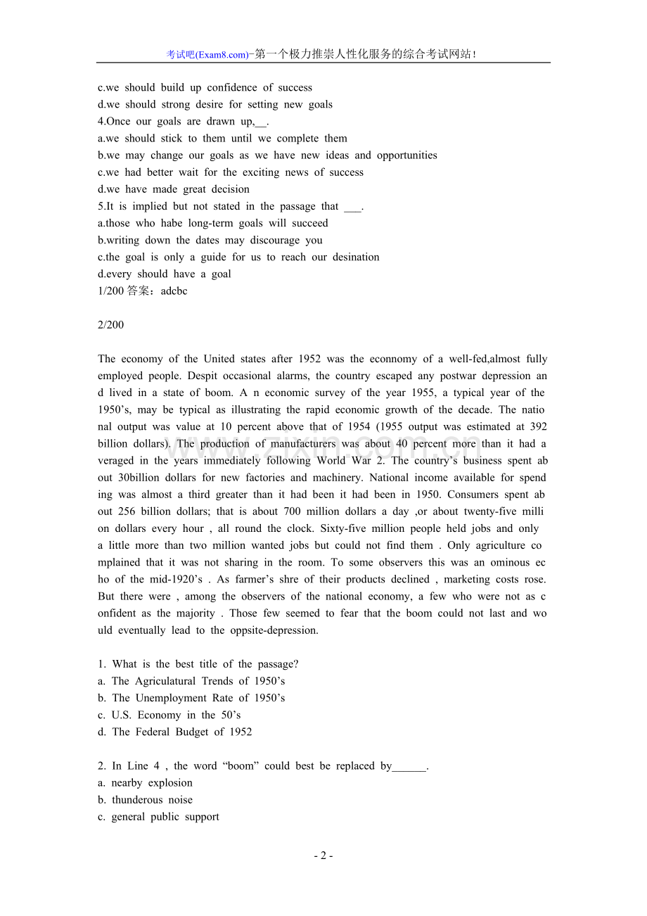 大学英语四级阅读40篇(含答案).doc_第2页