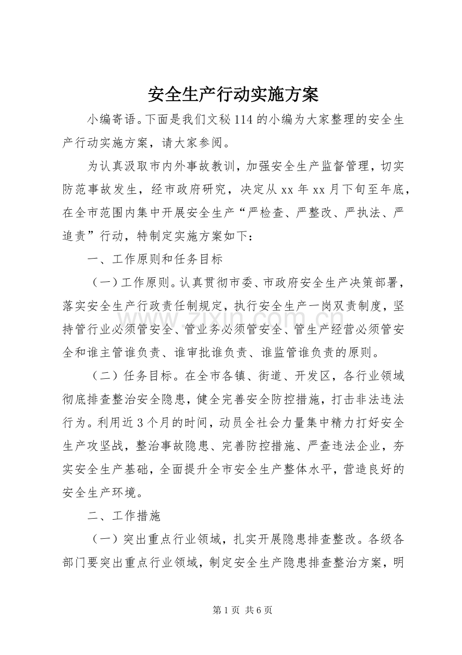 安全生产行动方案 .docx_第1页