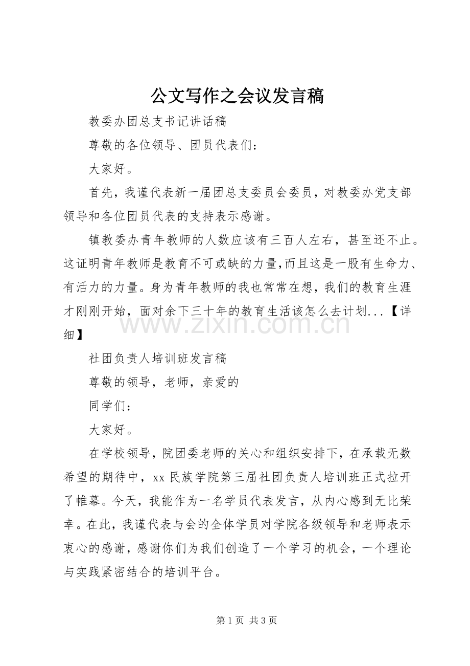 公文写作之会议发言.docx_第1页