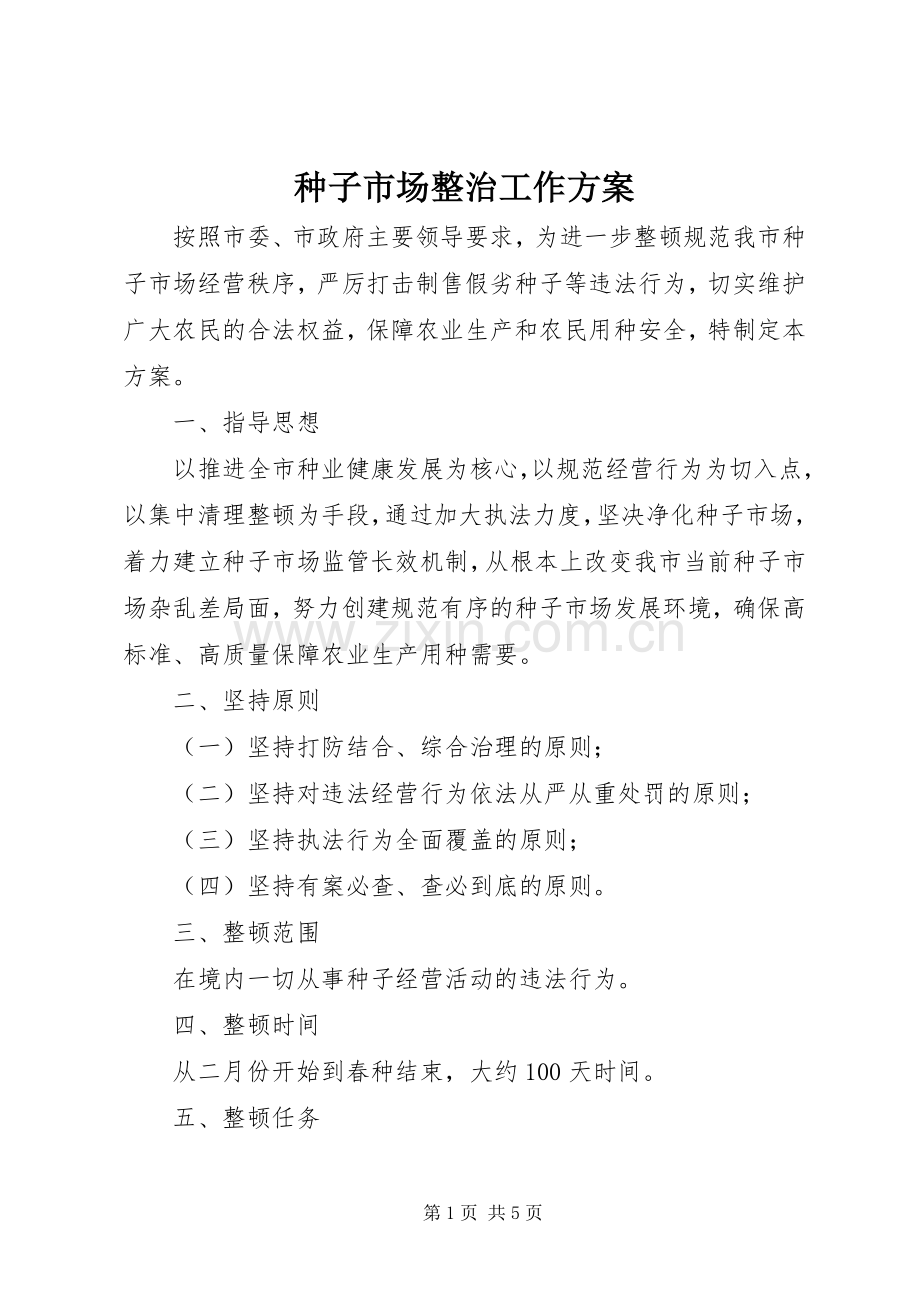 种子市场整治工作实施方案 .docx_第1页