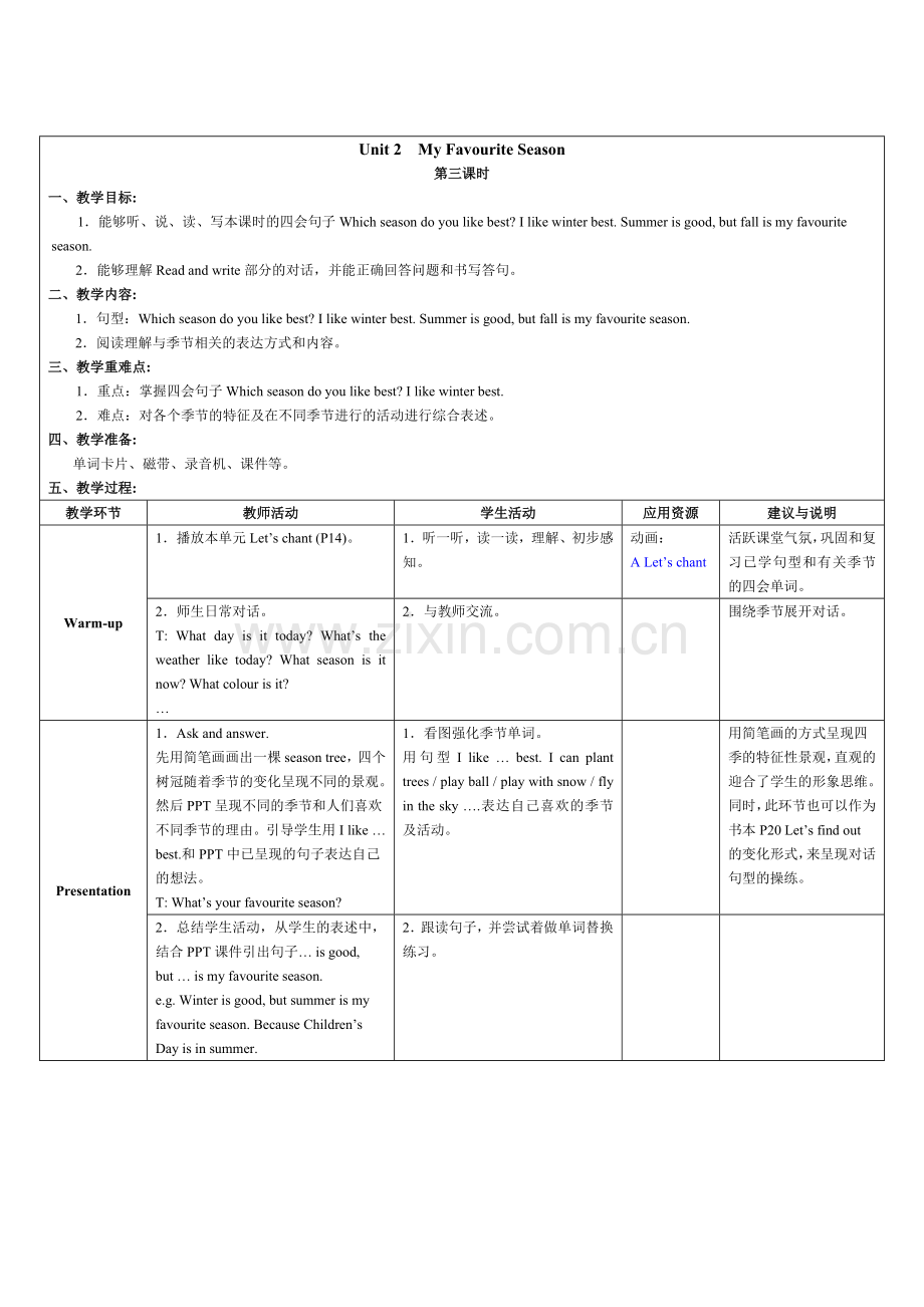 五年级下册-英语-第二单元-第三课时-教学设计.doc_第1页