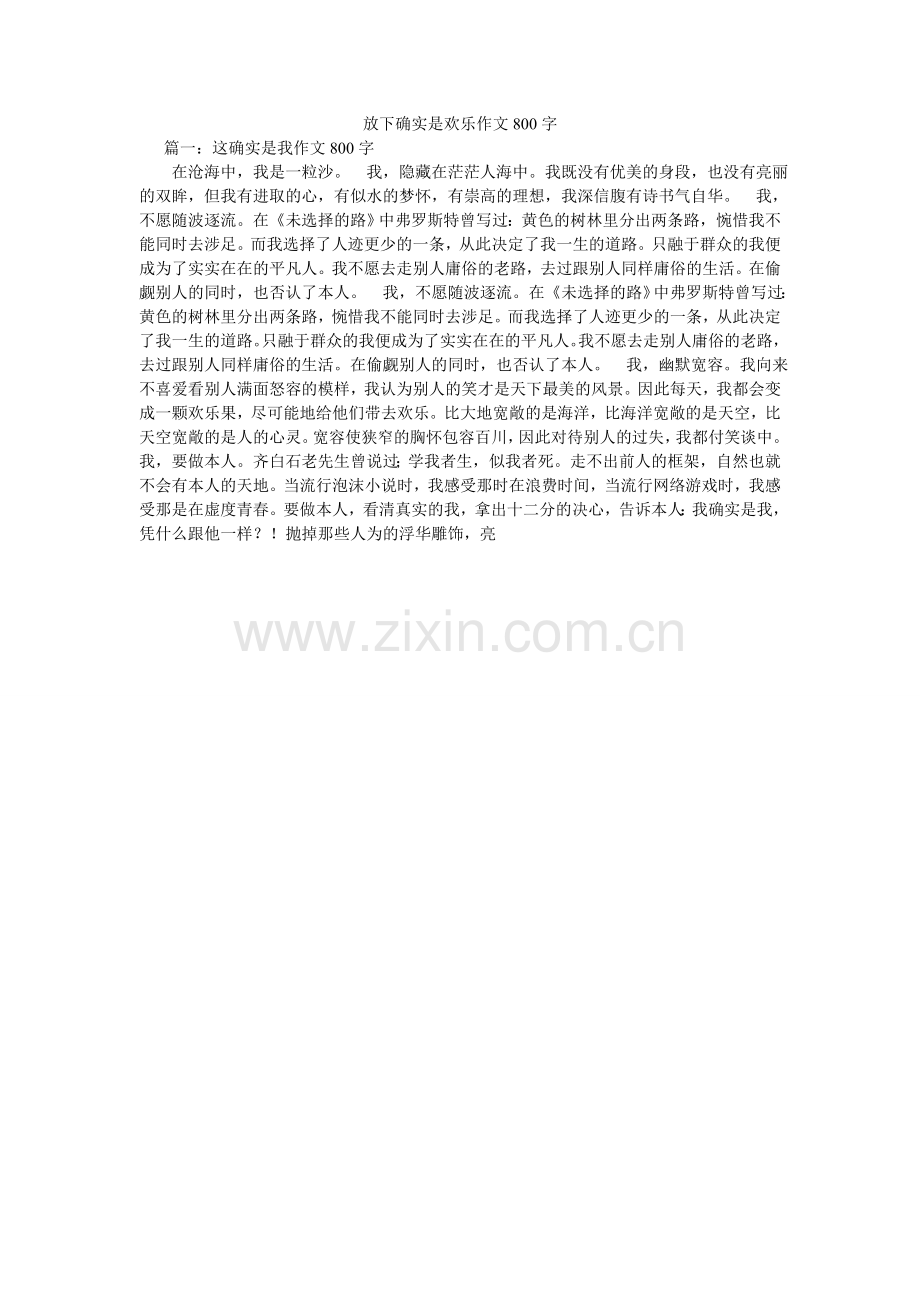 放下就是快乐作文800字.doc_第1页