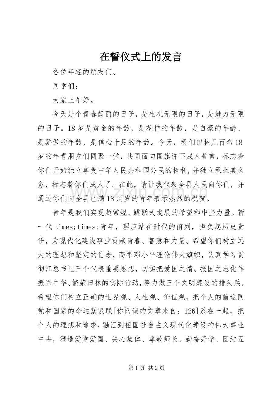 在誓仪式上的发言稿.docx_第1页