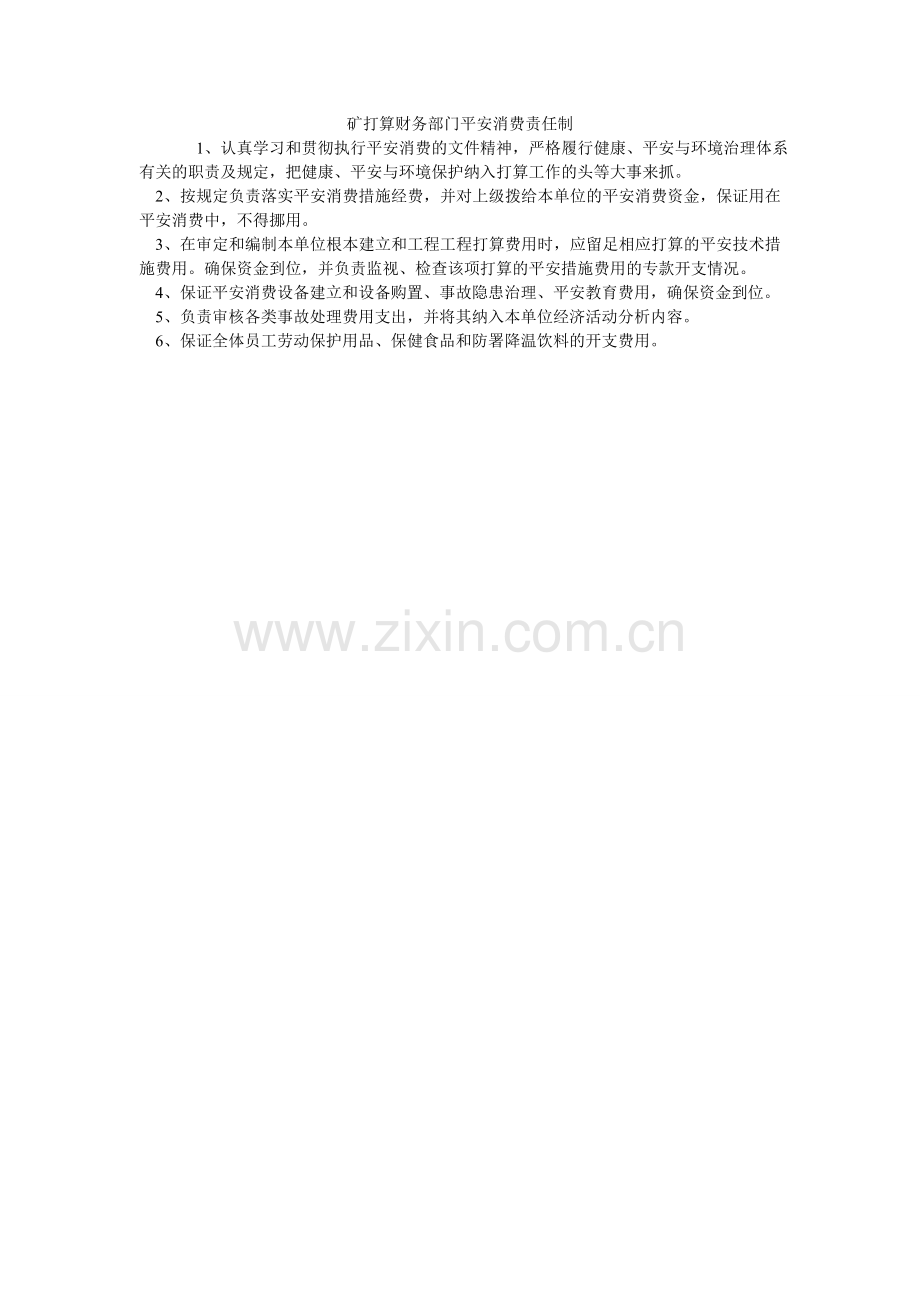 矿计划财务部门安全生产责任制.doc_第1页