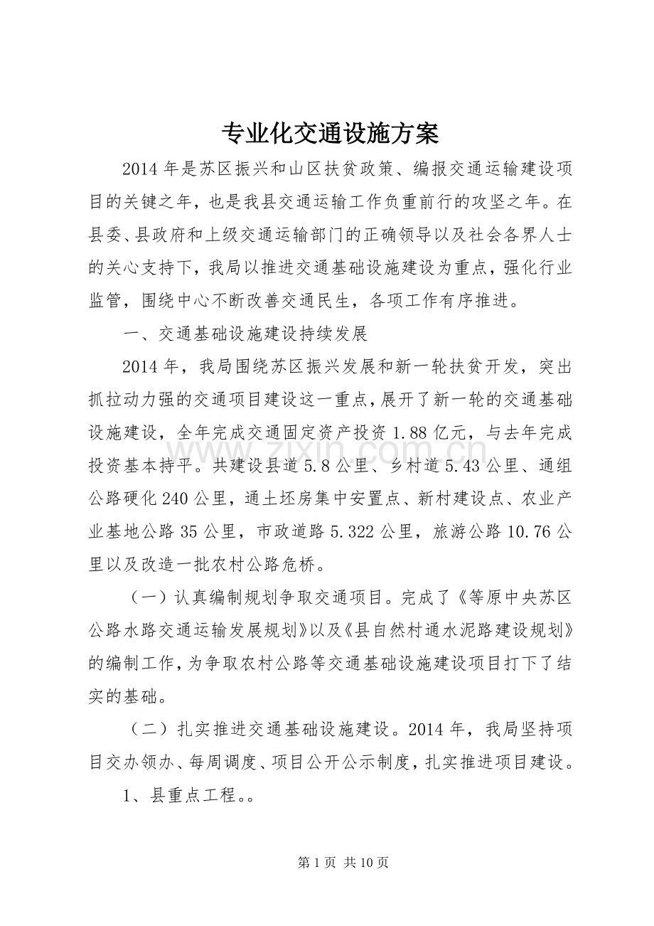 专业化交通设施实施方案 .docx_第1页