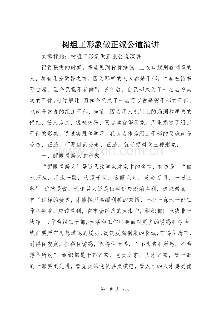 树组工形象做正派公道演讲.docx_第1页