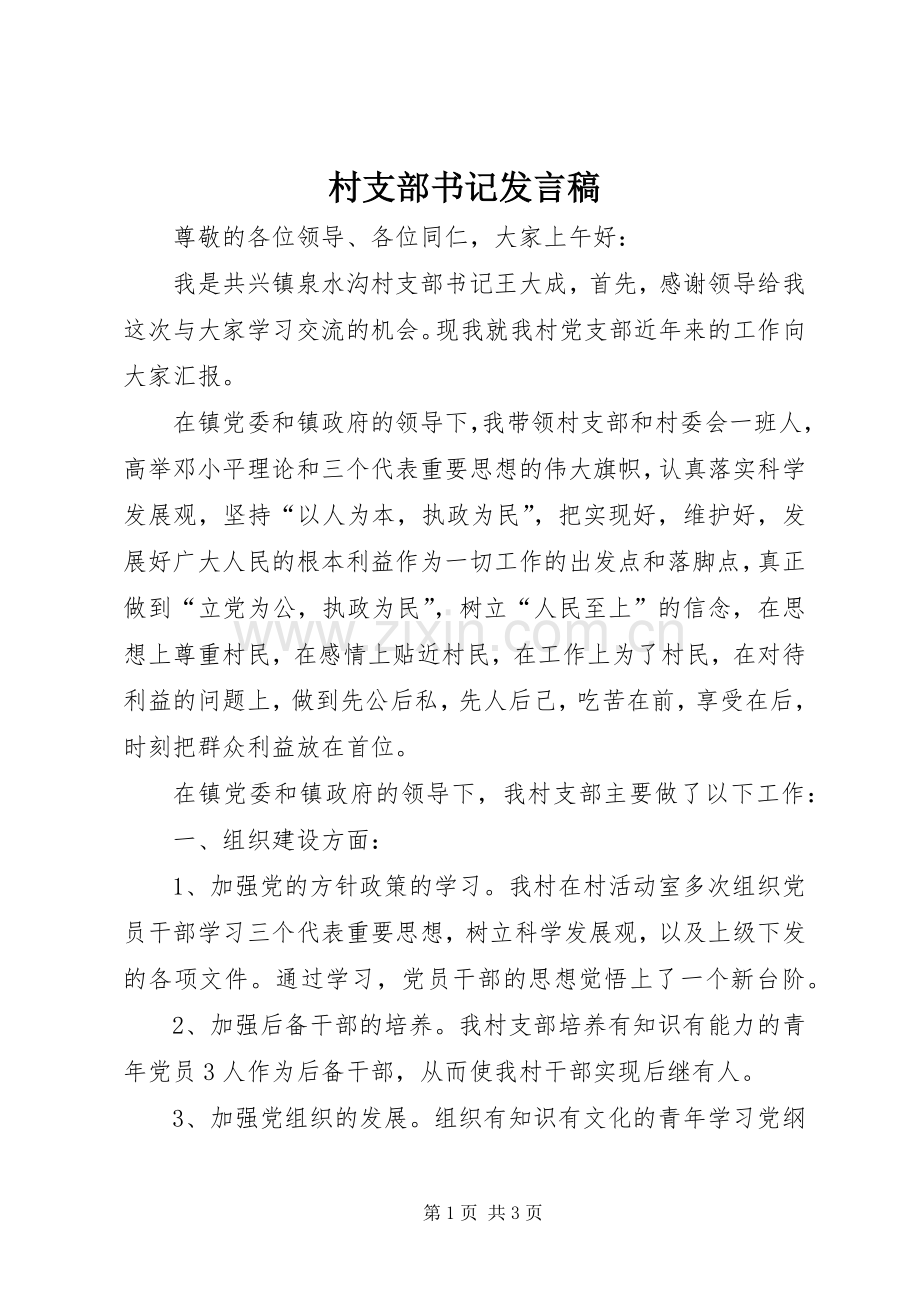 村支部书记发言.docx_第1页