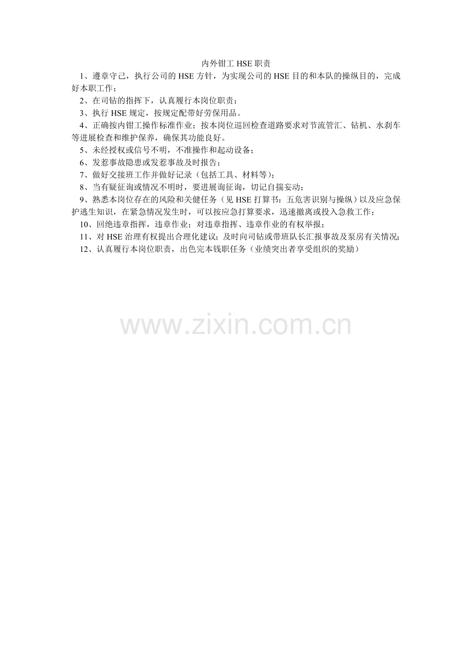 内外钳工HSE职责.doc_第1页