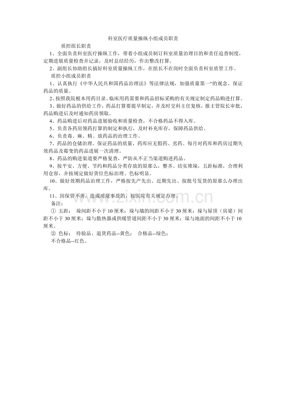 科室医疗质量控制小组成员职责.doc_第1页