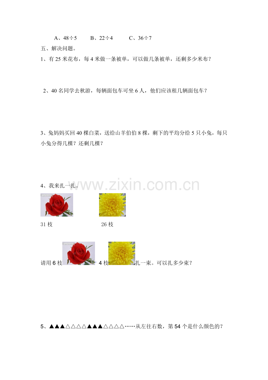 《有余数的除法》试卷.doc_第2页